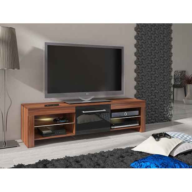 TV stolek FLEX, švestka wallis/černý lesk