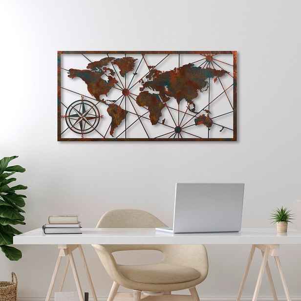 Dekorativní kovový doplněk na zeď World Map Large - 2
