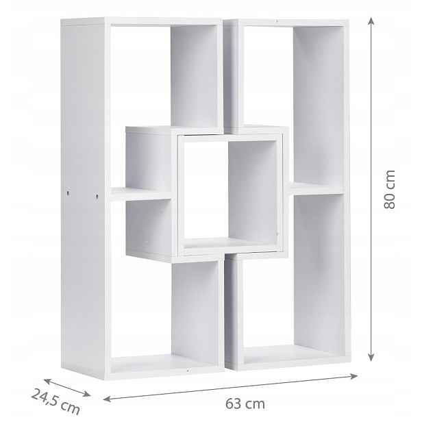 ModernHome WYJ-072 Stojací regál, knihovna, 80 x 24,5 x 63 cm, bílý