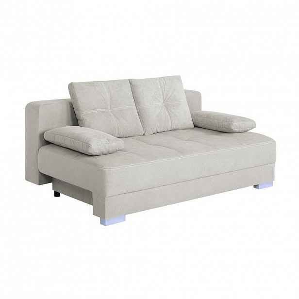 P & B ROZKLÁDACÍ POHOVKA, textil, kompozitní dřevo, krémová