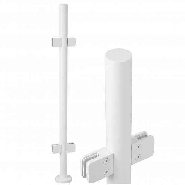 Průchozí Sloupek 100 cm pro skleněné zábradlí o průměru 42 mm Bílý Loft