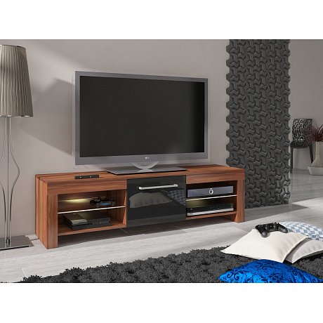 TV stolek FLEX, švestka wallis/černý lesk