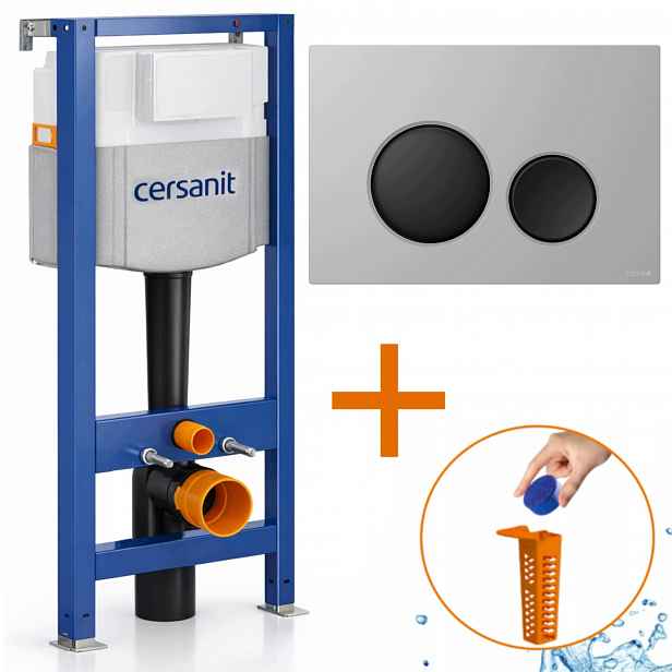 Cersanit Mechanický rám Aqua 50 Set chrom černý Tlačítko mat Luna