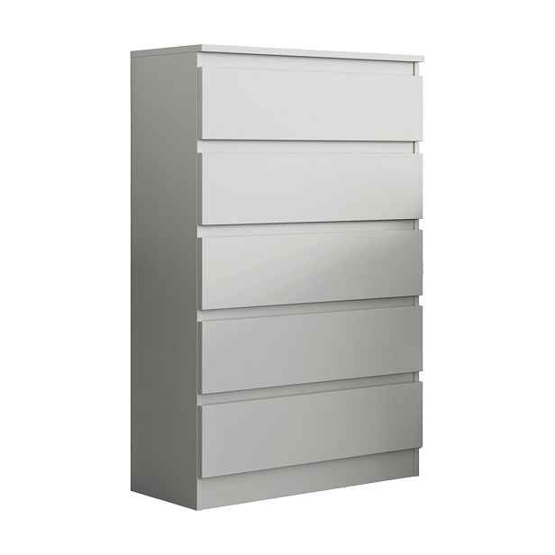 MASSENO KOMODA ADRIANO, 70/112/33 cm s 5 zásuvkami, bílá