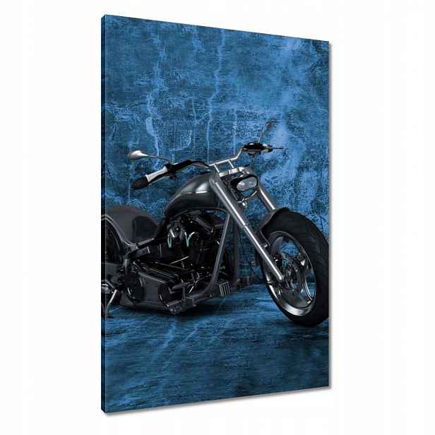 Obrazy 60x90 Modrá stěna Motocykl