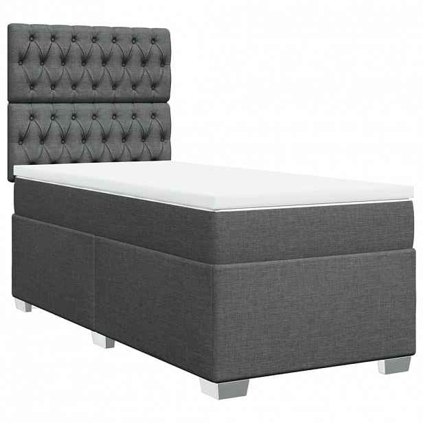 vidaXL Box spring postel s matrací tmavě šedá 80 x 200 cm textil
