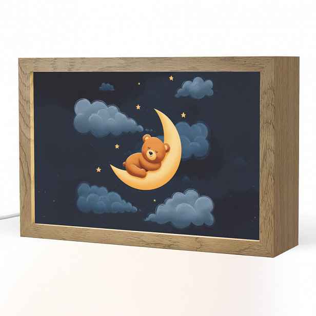 OnlyWow NOČNÍ LAMPIČKA Medvídek - Měsíc - Mraky - Hvězdy 30x20 cm