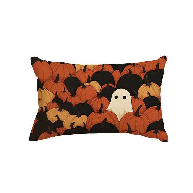 Povlak Na Polštář Halloween 30X50 CM Dýně Duch Oranžový Polyester Zip