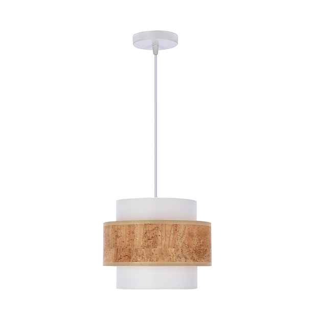 Závěsná lampa Cork Jednotlivá Abažur Bílá Béžová E27 Moderní Elegantní