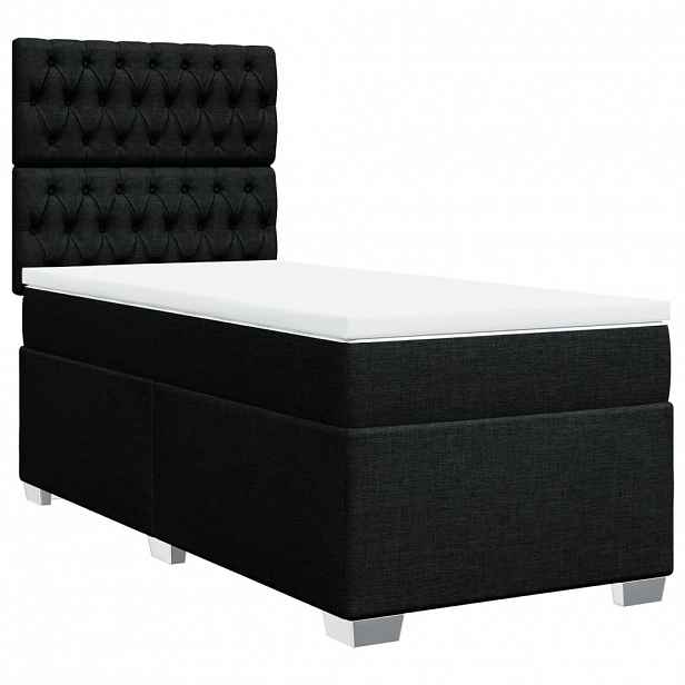 vidaXL Box spring postel s matrací černá 80 x 200 cm textil