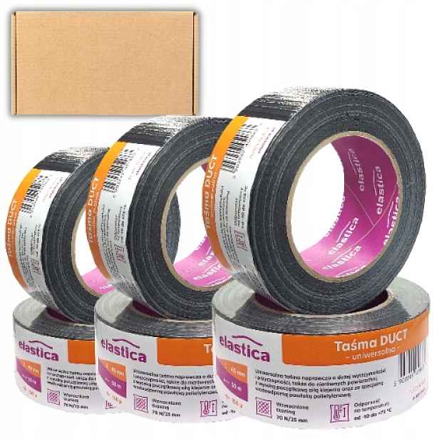 24 x Opravná Páska Duct Tape 48x50 m Černá Montážní Technická Vyztužená