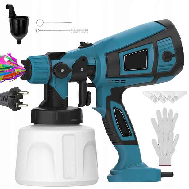 Elektrická Stříkací Pistole Na Malování Stěn 850W 4 Tryysky 1400ML