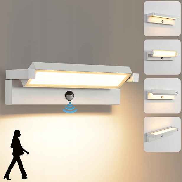 Kukak Led venkovní lampa s pohybovým senzorem 36W IP65 3000K, bílá, stylová