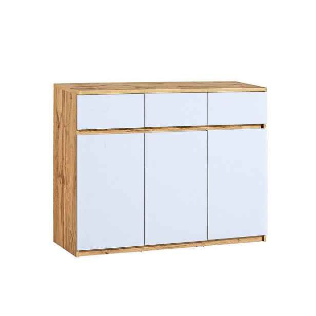 MASSENO KOMODA KRYOS, 120/94/40 cm se 3 zásuvkami a 3 dvířky, dub Wotan
