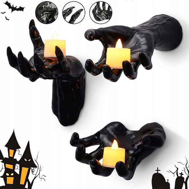 Svíčka Halloween Lampa Led Lampa Ozdoby Dekorace Ruka 3X Sada