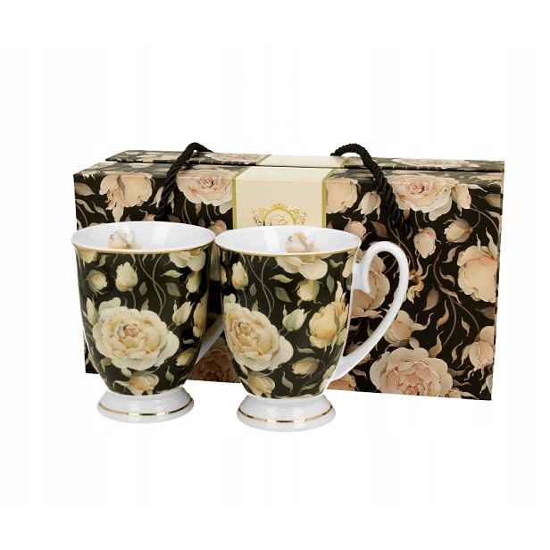 2 hrnky roses black golden line růže dárek hrnek