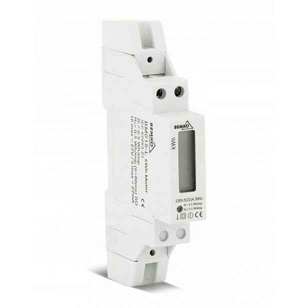 Jednofázový elektroměr – Bemko – 10(50)A – IP20 – 230 V – LCD displej