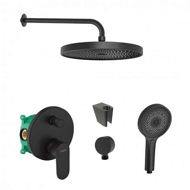 SANITINO - Sprchový set s baterií a tělesem pod omítku Hansgrohe, příslušenství kielle, matná černá SANI21HKK407