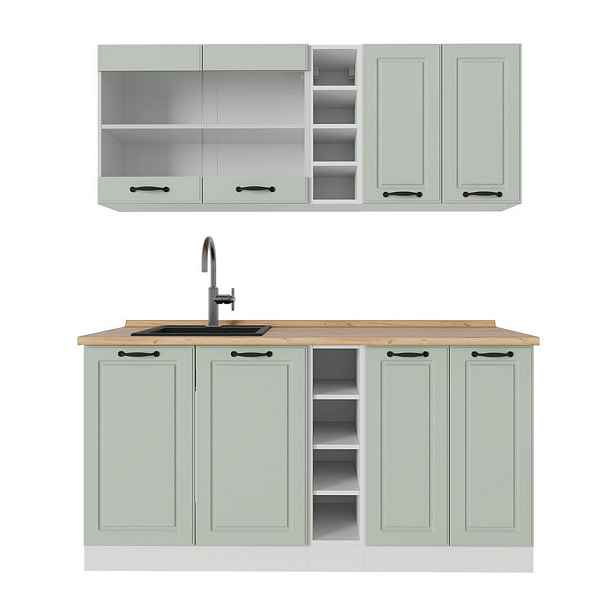 Vicco JEDNOTKOVÁ KUCHYNĚ R-Line, Mint venkovský dům/Bílá, 160 cm pracovná doska Dub Goldkraft