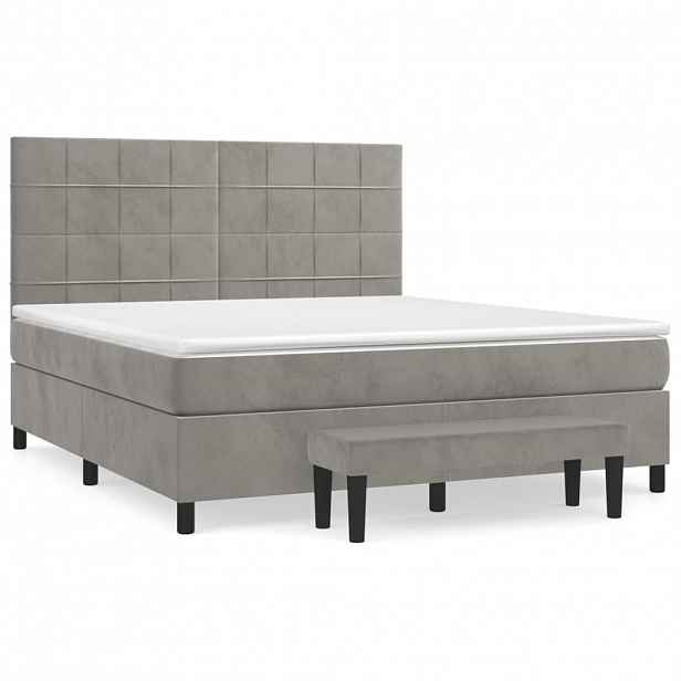 vidaXL Box spring postel s matrací světle šedá 160x200 cm samet