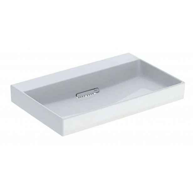 Geberit ONE - Umyvadlo 75x48x14 cm, skrytý přepad, bez otvoru pro baterii, vodorovný odtok, KeraTect, bílá 505.035.00.1