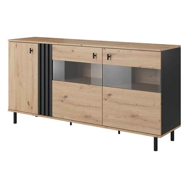MASSENO KOMODA MADDALENA, 165/83/40 cm se 3 dvířky, antracitová