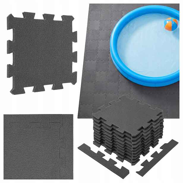Pěnová puzzle podložka pod matrace nafukovací bazén 10 mm šedá voděodolná