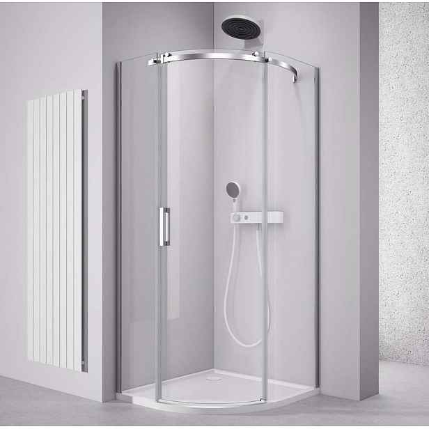 Polysan Thron - Sprchový kout Round čtvrtkruhový 90x90 cm, pravá, Antidrop, čiré sklo/chrom TL2690R-5005