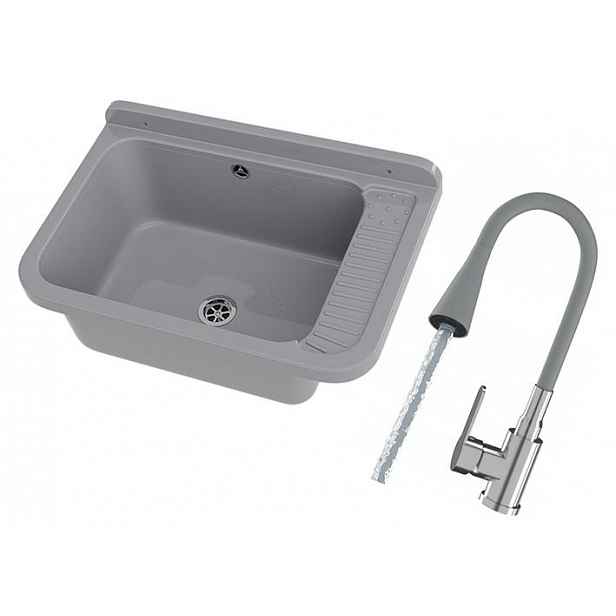 Technický Dřez Šedá Komora Velká Šedá Baterie Flexibilní Sada