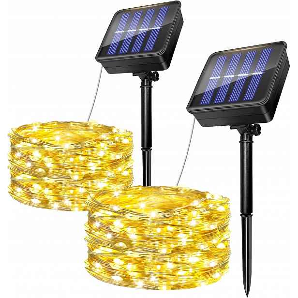 Venkovní solární světelný řetěz, 5 m, 50 Led diod, sada 2 kusů