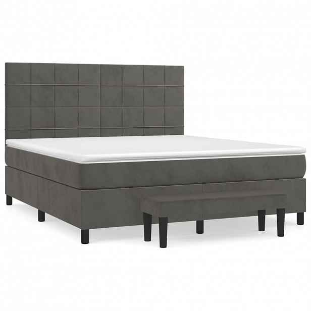 vidaXL Box spring postel s matrací tmavě šedá 160x200 cm samet