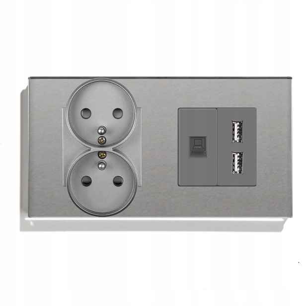 Elektrická Skleněná Zásuvka Dvojitá 2F 157 mm Internet RJ45 Usb