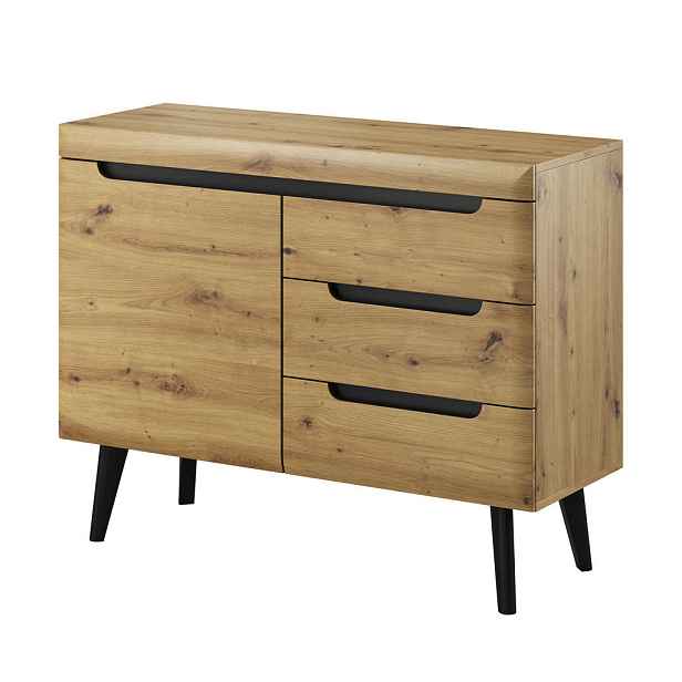MASSENO KOMODA NORDICO, 107/83/40 cm se 3 zásuvkami, počet dvířek: 1, dub Artisan