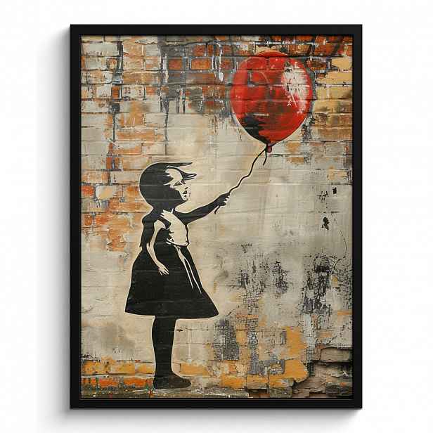 MuchoWow PLAKÁT V RÁMU Graffiti - Banksy - Dívka - Street art 60x80 cm