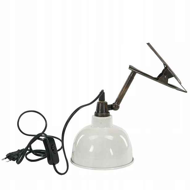 Připínací Lampa S Klipem Bílá na stůl noční kovová loftová do obývacího pokoje