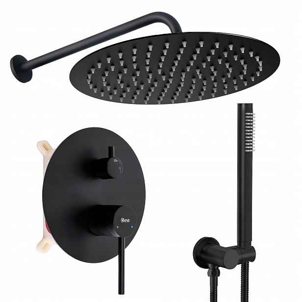 Sprchový Set Podomítková mosaz Černá Baterie Směšovač Foss Clif Rea