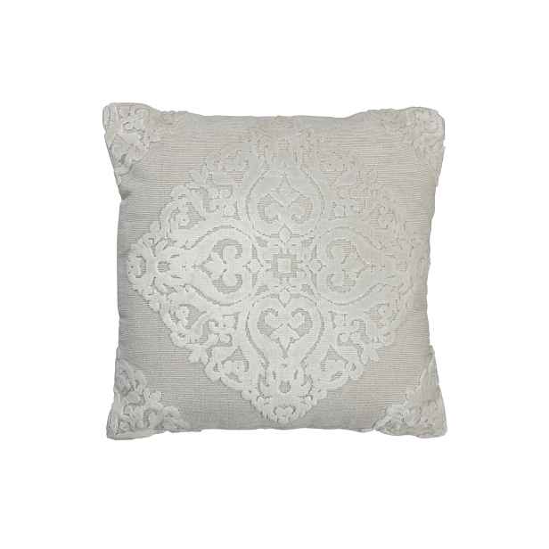 Bílý sametový polšář s ornamentem a výplní Vende - 44*44cm J-Line by Jolipa