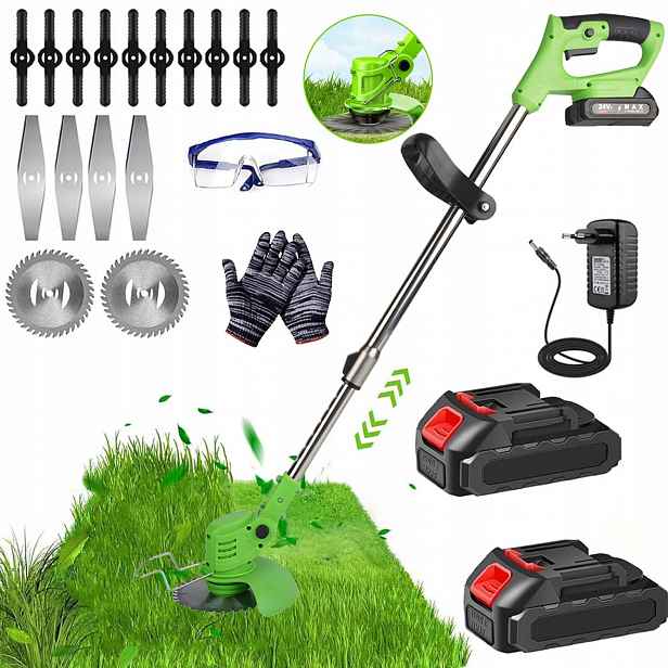 Elektrický Strunový Vyžínač Křovinořez Bezdrátový Pro Trávy 3 Různé Čepele