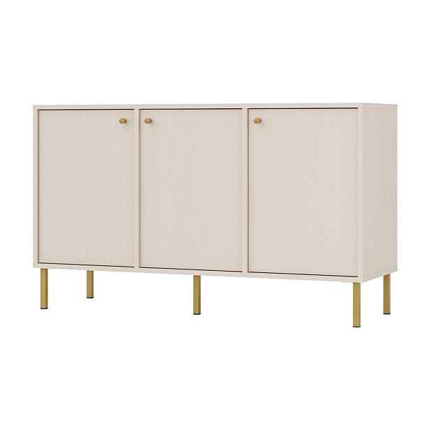 MASSENO KOMODA TORINO, 125/74/41 cm se 3 dvířky, béžová