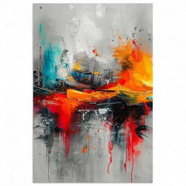 MuchoWow PLAKÁT Moderní umění - Oranžová - Šedá - Abstraktní 20x30 cm