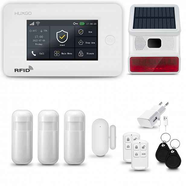 Bezdrátový alarm WiFi+ Gsm 4G s aplikací Tuya, sada Huxgo HXA006 R3BS