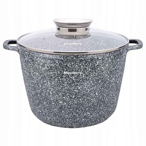 Hrnec s hliníkovým víkem, šedý mramor, 28 cm, objem 10 l Klausberg