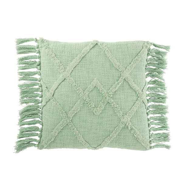 Mintový polštář s třásněmi a výplní Rhombus - 50*50cm J-Line by Jolipa