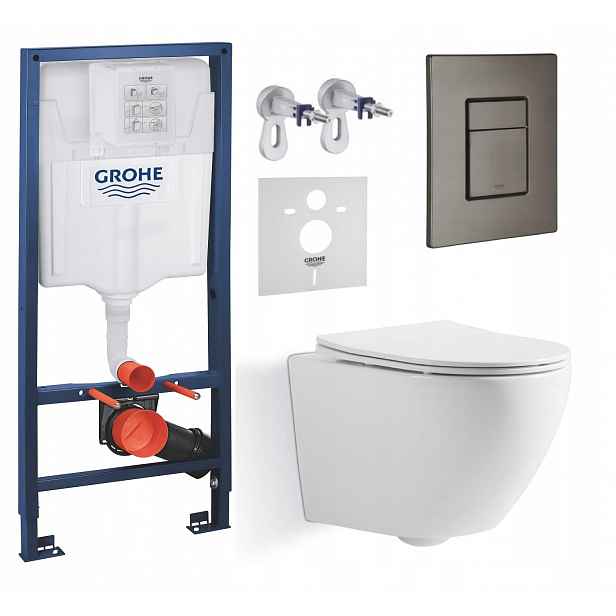 Podomítkový Wc set Grohe s mísou na desku a tlačítkem Grafit Kartáčovaný Fresh