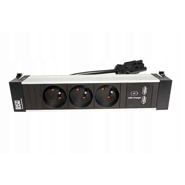Bachmann Systém Power Frame, box pro 4 moduly,3x zásuvka CZ,zdroj(2x Usb)