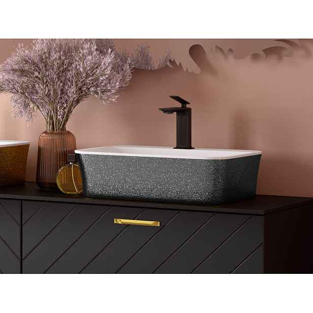 BESCO Olsen Spa  Assos KEASSLINDGLAM03 - Umyvadlo na desku ASSOS S-LINE GLAM - grafitová