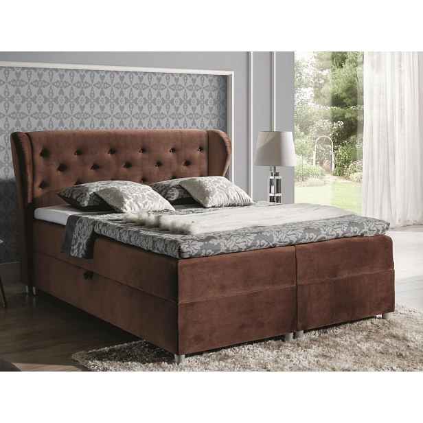 Boxspringová postel 180x200 PADMA - hnědá + topper ZDARMA