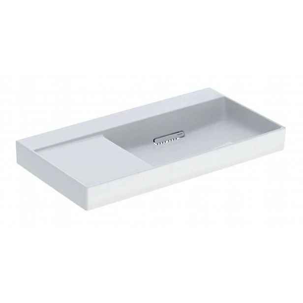 Geberit ONE - Umyvadlo 90x48x14 cm, skrytý přepad, bez otvoru pro baterii, vodorovný odtok, KeraTect, bílá 505.044.00.1