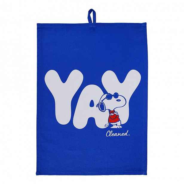 PEANUTS Utěrka "Yay" - modrá/bílá