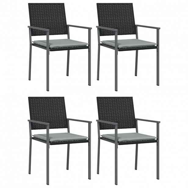 vidaXL Zahradní židle s poduškami 4 ks černé 54x62,5x89 cm polyratan